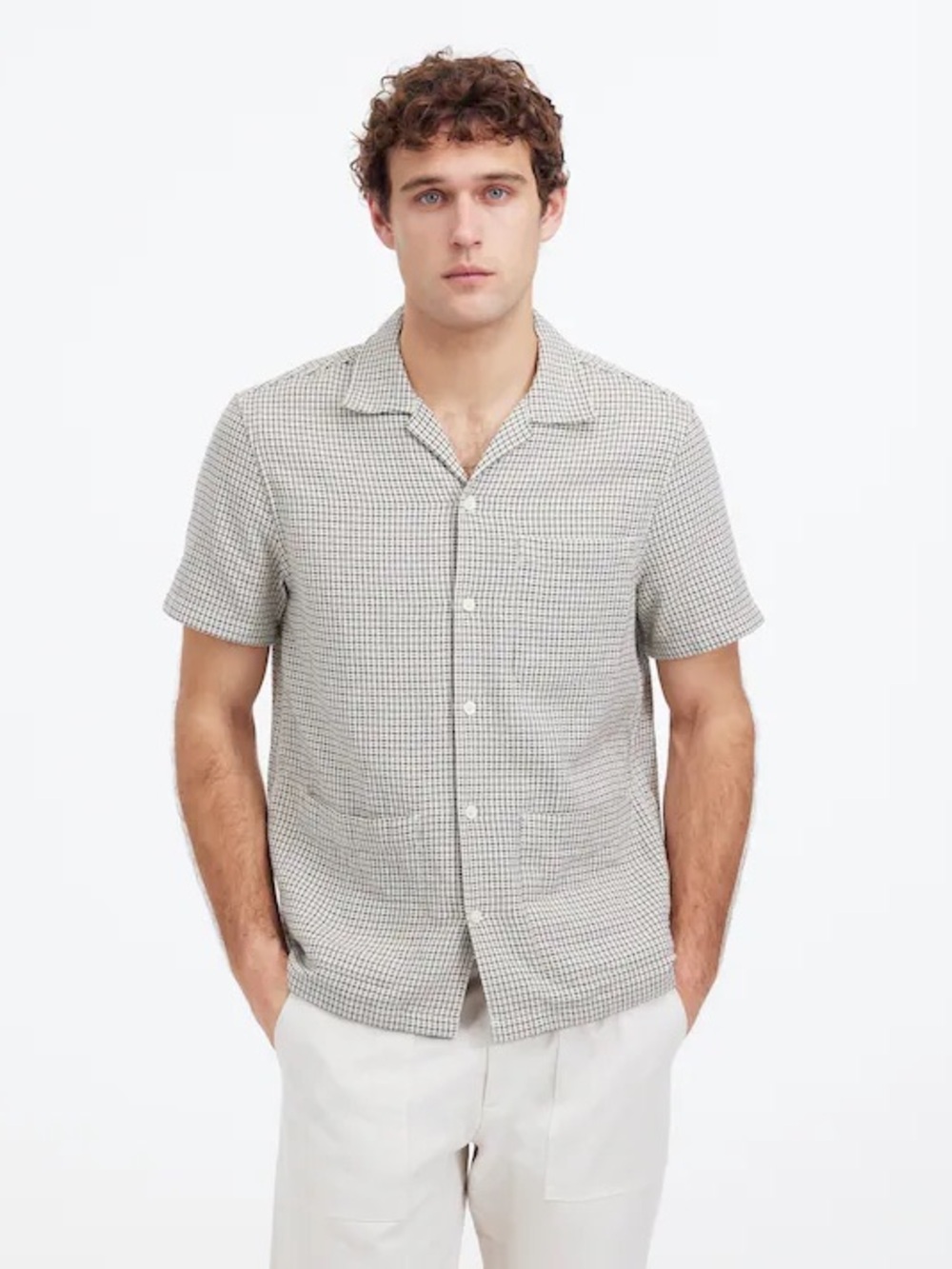Madewell | Basketweave Short-Sleeve Button-Up | Dusty Celadon | Size XXL